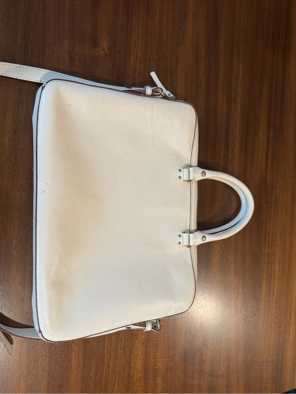 Kate Spade White Leather Work Laptop Tote Bag - Satchel Briefcase Crossbody